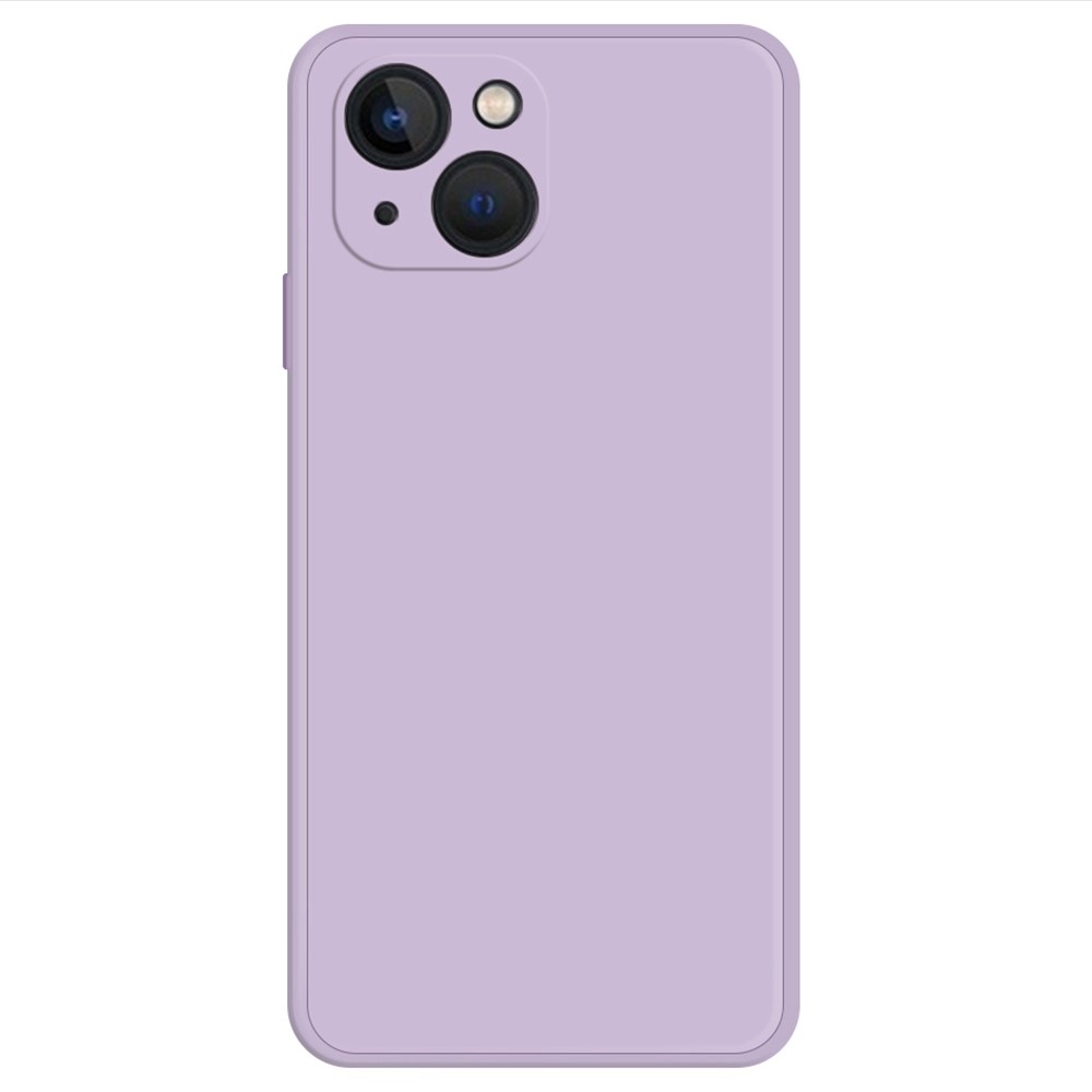 For iPhone 13 mini 5.4 inch Rubberized TPU Protective Case Microfiber Lining Straight Edge Solid Color Phone Cover - Purple