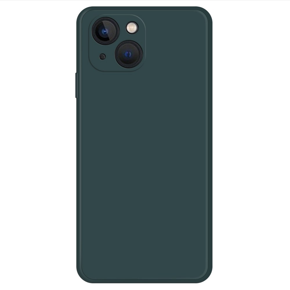 For iPhone 13 mini 5.4 inch Rubberized TPU Protective Case Microfiber Lining Straight Edge Solid Color Phone Cover - Blackish Green