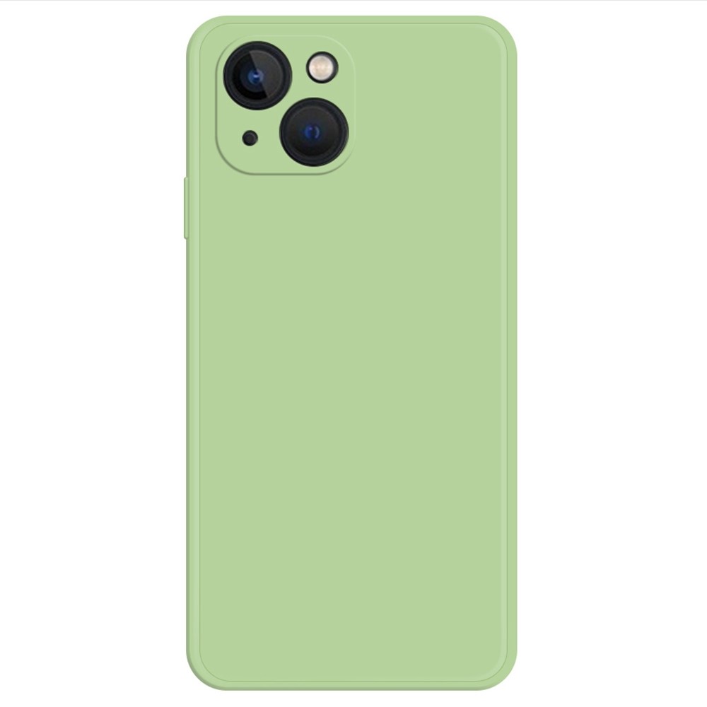 For iPhone 13 mini 5.4 inch Rubberized TPU Protective Case Microfiber Lining Straight Edge Solid Color Phone Cover - Green