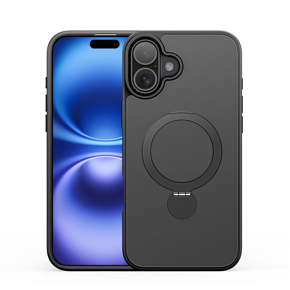 For iPhone 16 Case DUX DUCIS Yind Series PC+TPU Phone Cover Compatible with MagSafe with Kickstand - Black