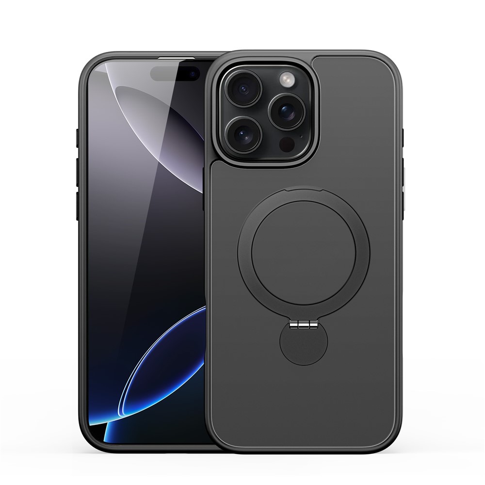 For iPhone 16 Pro Case DUX DUCIS Yind Series PC+TPU Phone Cover Compatible with MagSafe with Kickstand - Black