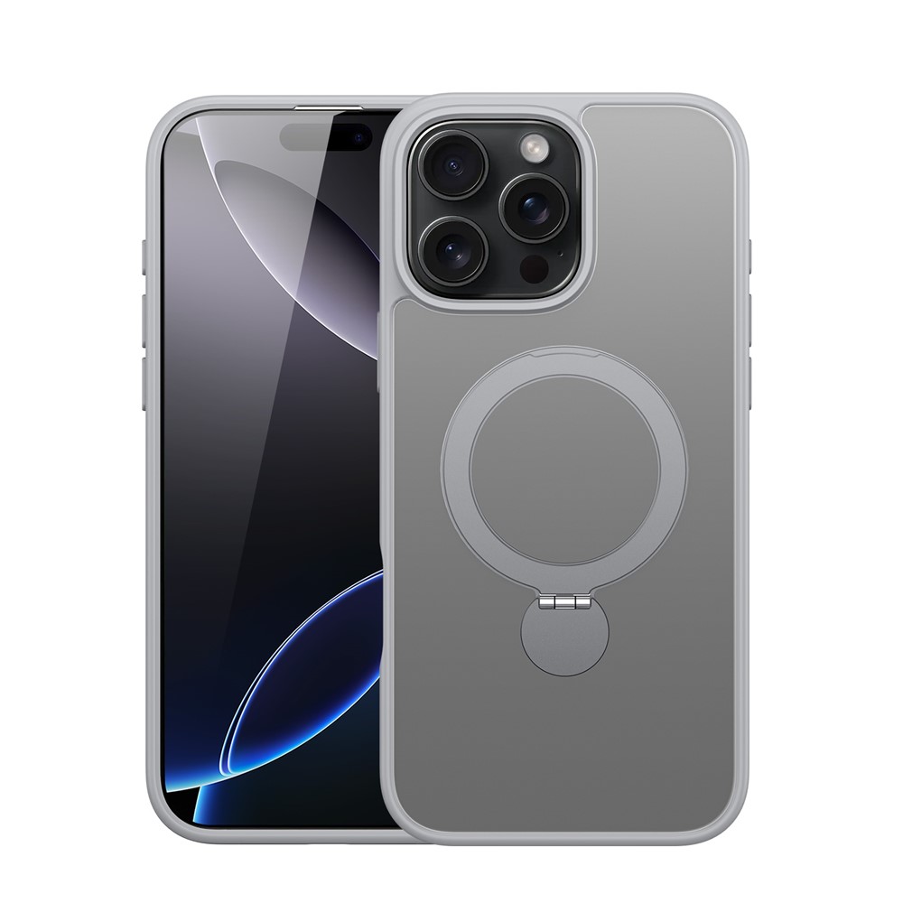 For iPhone 16 Pro Case DUX DUCIS Yind Series PC+TPU Phone Cover Compatible with MagSafe with Kickstand - Grey