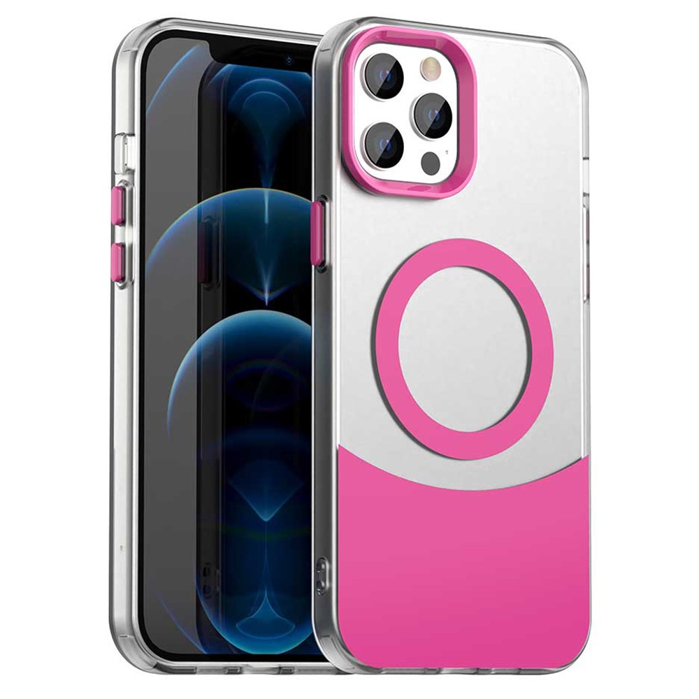 For iPhone 13 Pro Case Compatible with MagSafe Color Splicing IMD TPU+PET+PC Mobile Cover - Red