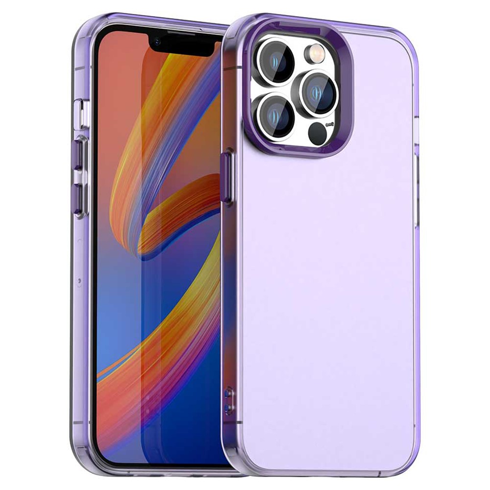 For iPhone 13 Pro Case PC+TPU+PET Matte Anti-Drop Phone Back Cover - Purple