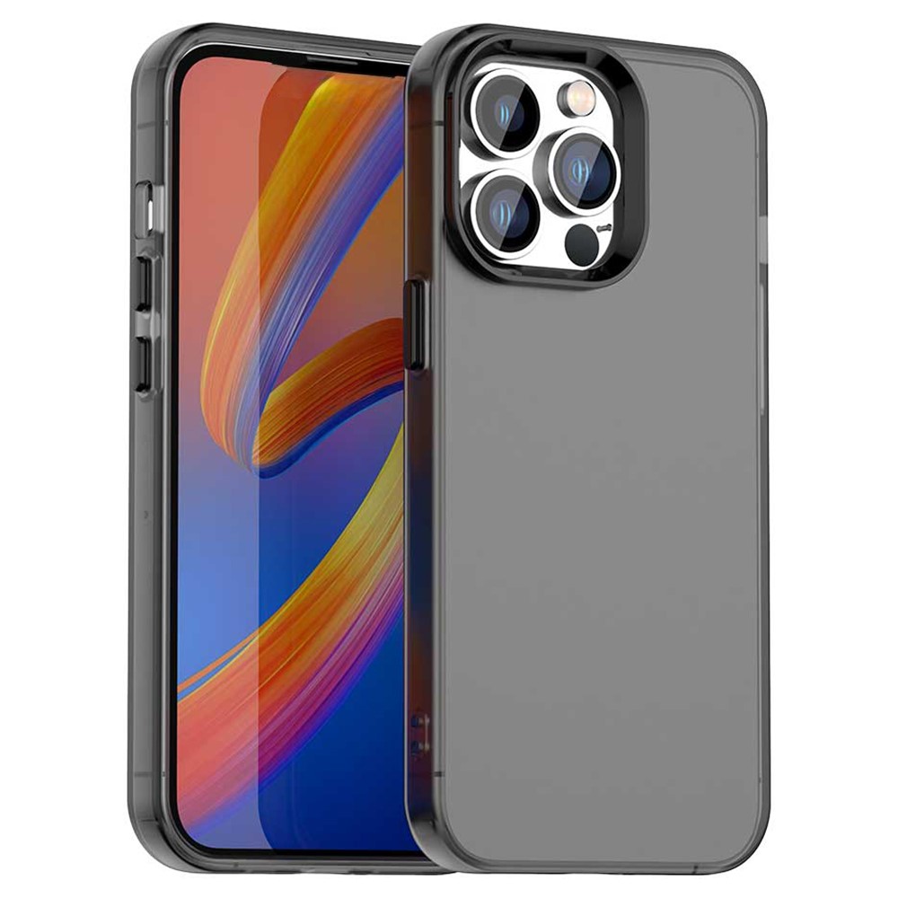 For iPhone 14 Pro Case PC+TPU+PET Matte Anti-Drop Phone Back Cover - Black