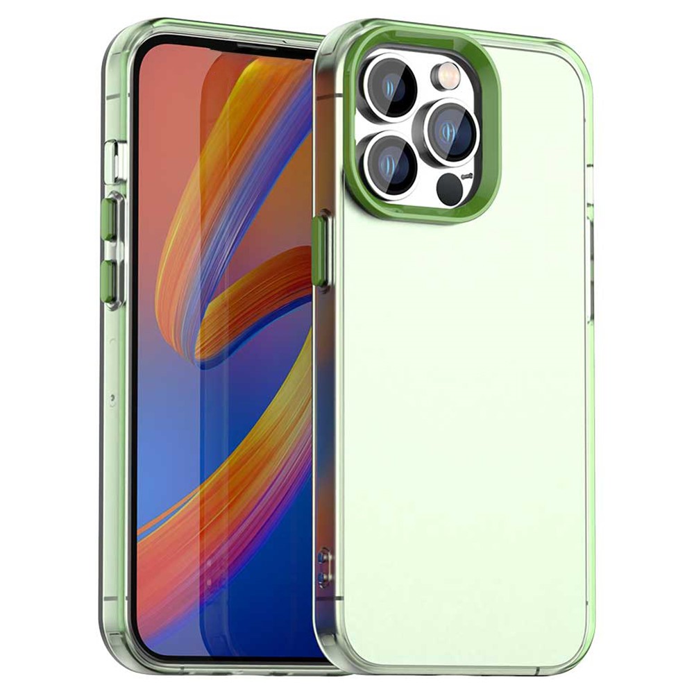 For iPhone 14 Pro Max Case PC+TPU+PET Matte Anti-Drop Phone Back Cover - Green