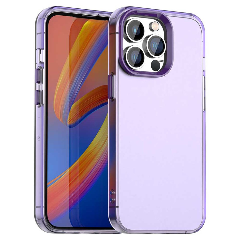 For iPhone 14 Pro Max Case PC+TPU+PET Matte Anti-Drop Phone Back Cover - Purple