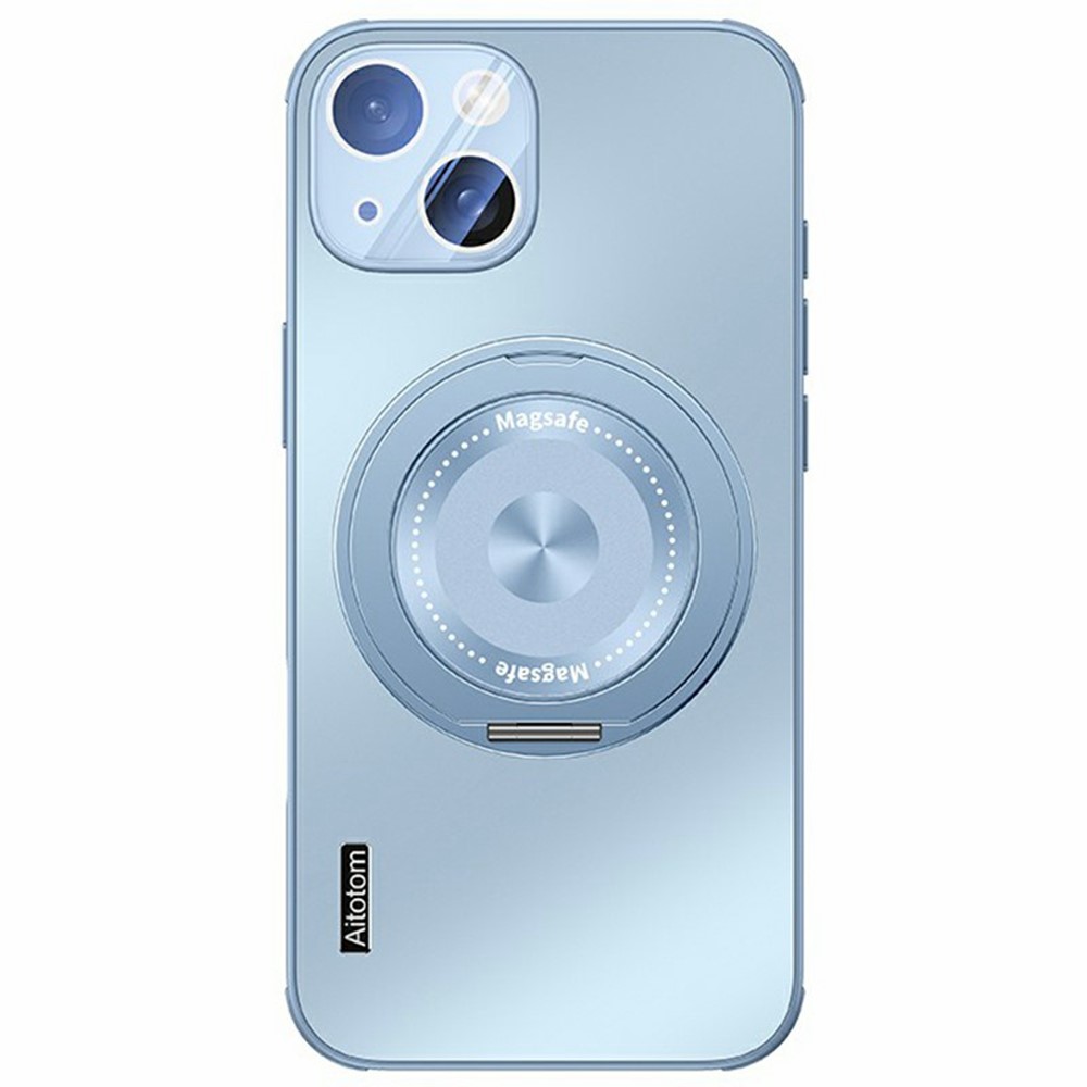 For iPhone 14 Case Compatible with MagSafe Kickstand TPU+PC Heat Dissipation Phone Cover - Blue