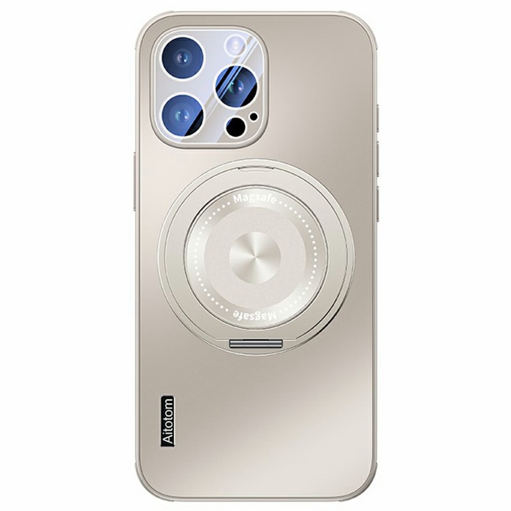 For iPhone 14 Pro Case Compatible with MagSafe Kickstand TPU+PC Heat Dissipation Phone Cover - Grey