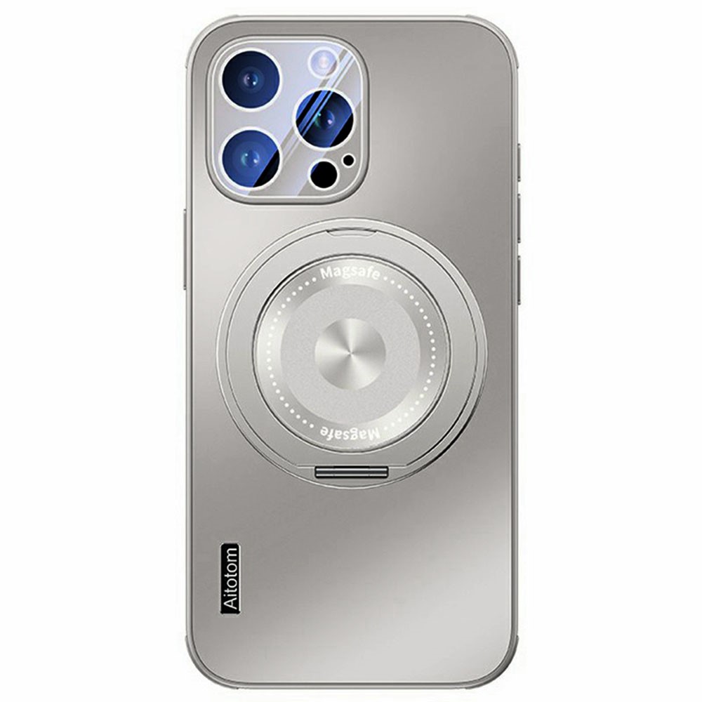 For iPhone 14 Pro Max Case Compatible with MagSafe Kickstand TPU+PC Heat Dissipation Phone Cover - Grey