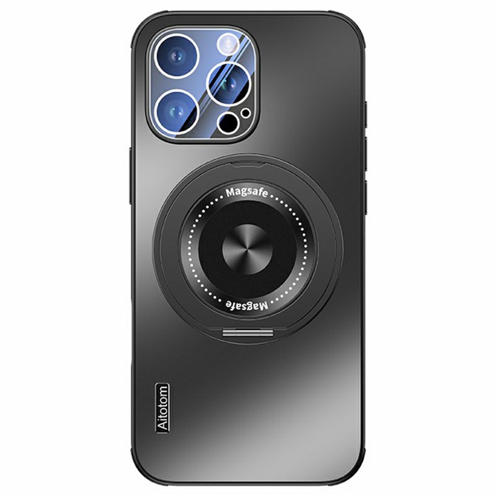 For iPhone 14 Pro Max Case Compatible with MagSafe Kickstand TPU+PC Heat Dissipation Phone Cover - Black