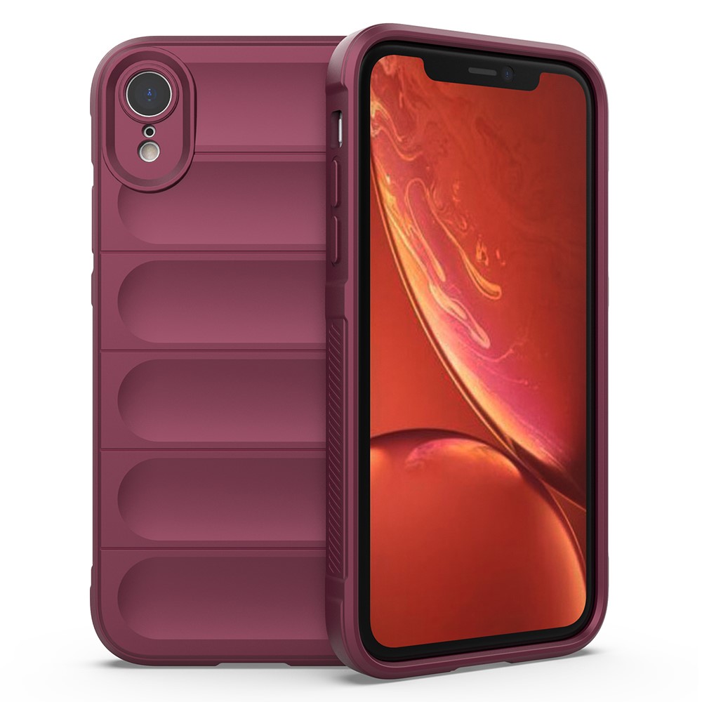 For iPhone XR Case Anti-Drop Soft TPU Rugged Phone Back Cover - Wine Red