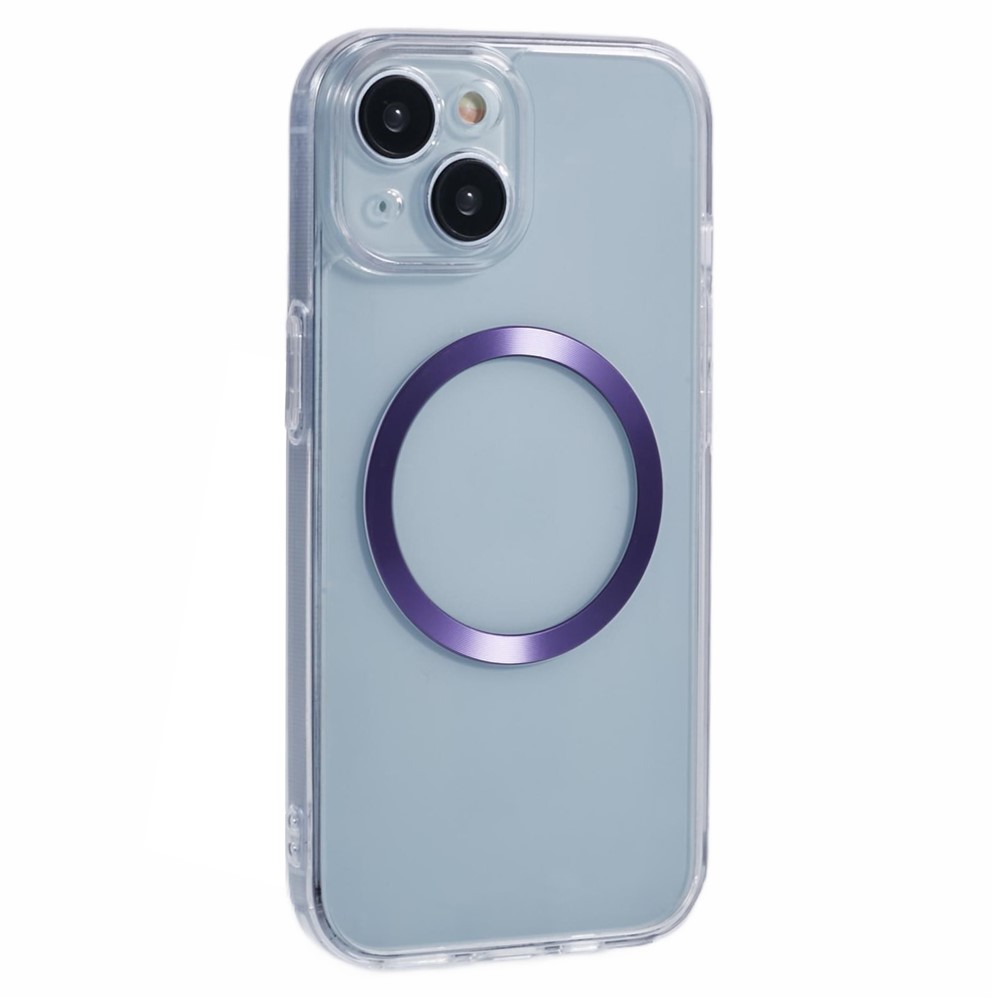 For iPhone 15 Case Compatible with MagSafe CD Vein TPU+Acrylic Phone Cover - Purple