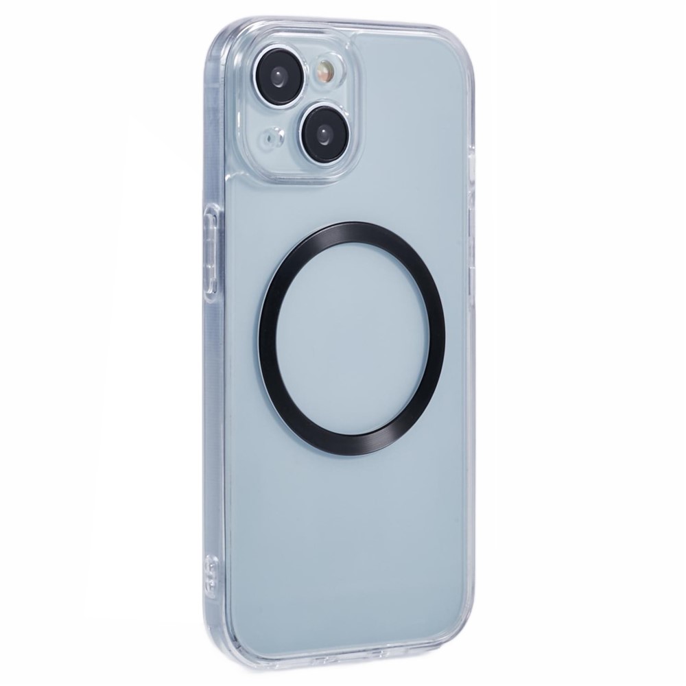 For iPhone 15 Case Compatible with MagSafe CD Vein TPU+Acrylic Phone Cover - Black