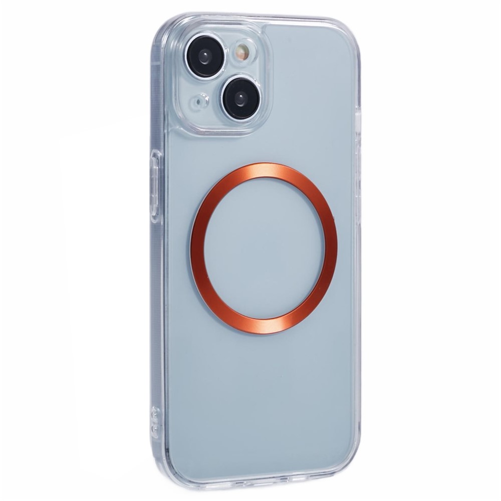 For iPhone 15 Case Compatible with MagSafe CD Vein TPU+Acrylic Phone Cover - Orange