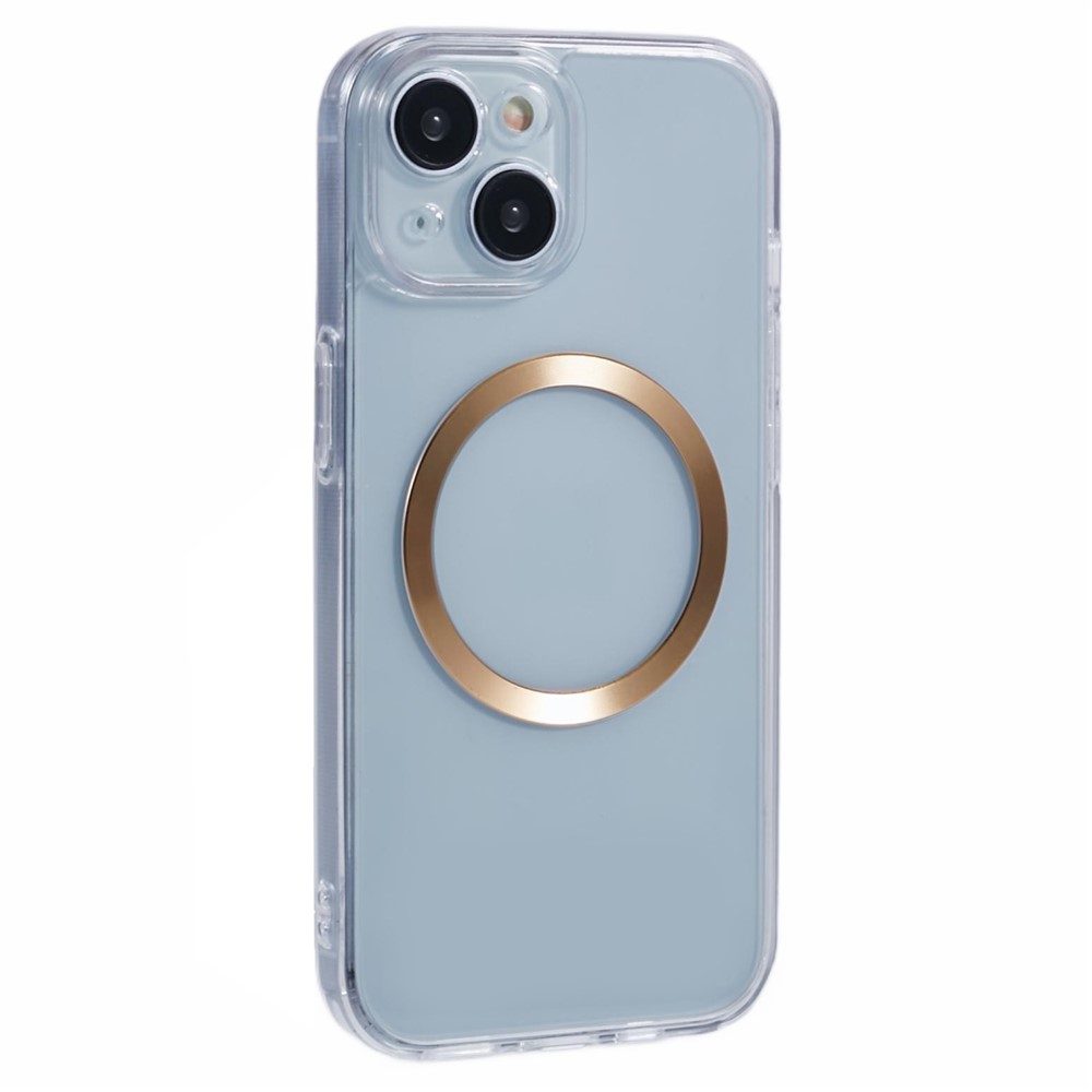 For iPhone 15 Case Compatible with MagSafe CD Vein TPU+Acrylic Phone Cover - Gold