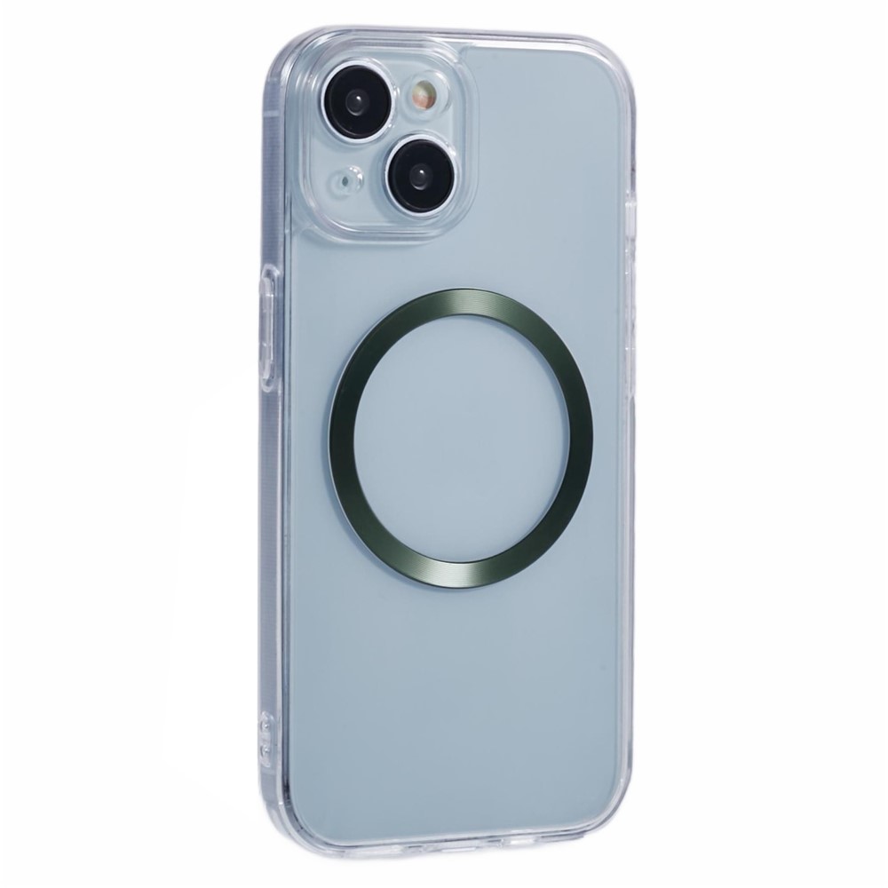 For iPhone 15 Case Compatible with MagSafe CD Vein TPU+Acrylic Phone Cover - Green