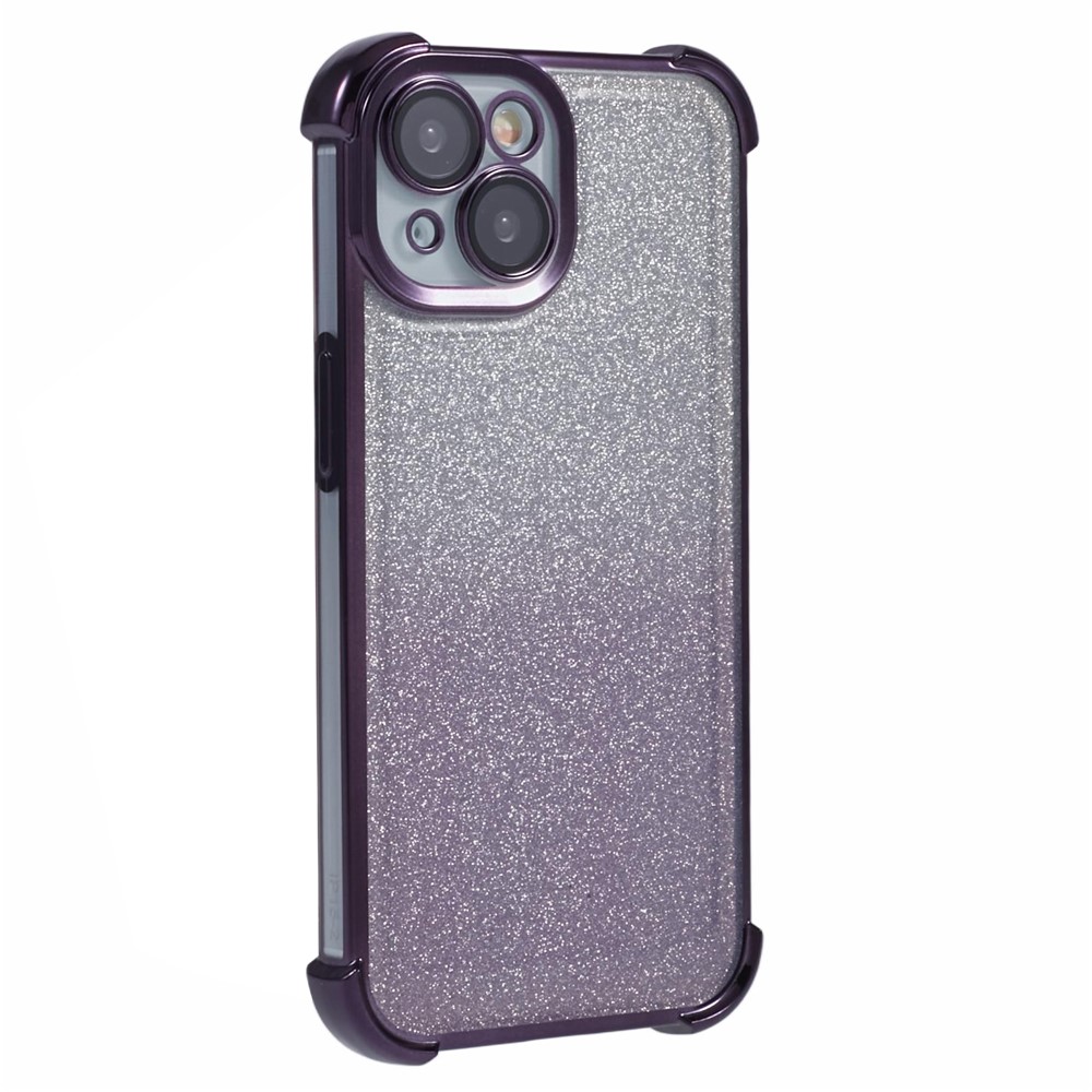 For iPhone 15 Case Glitter TPU Phone Cover Reinforced Corners - Purple