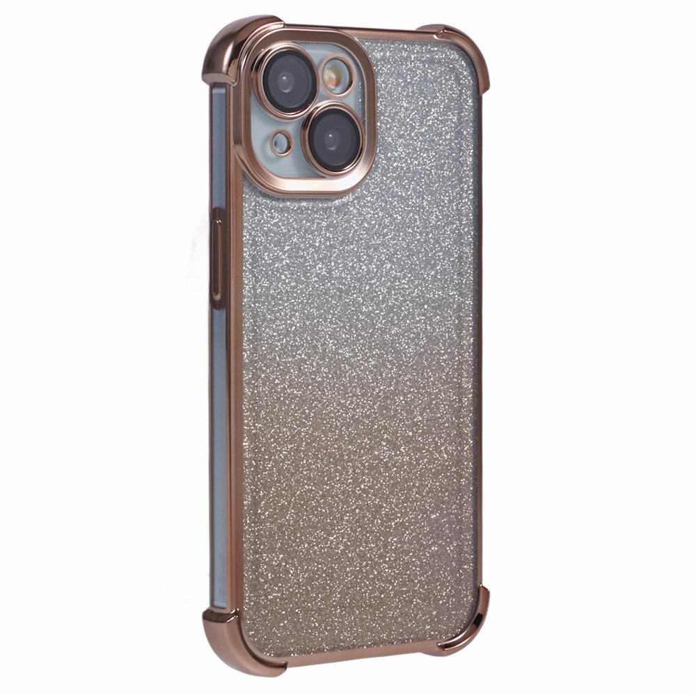 For iPhone 15 Case Glitter TPU Phone Cover Reinforced Corners - Gold