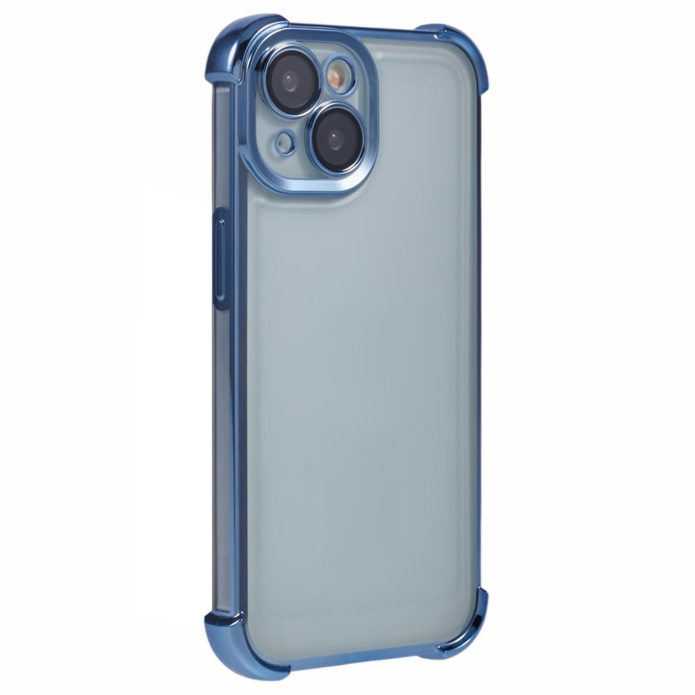 For iPhone 15 Case Reinforced Corners TPU Clear Back Cover - Blue