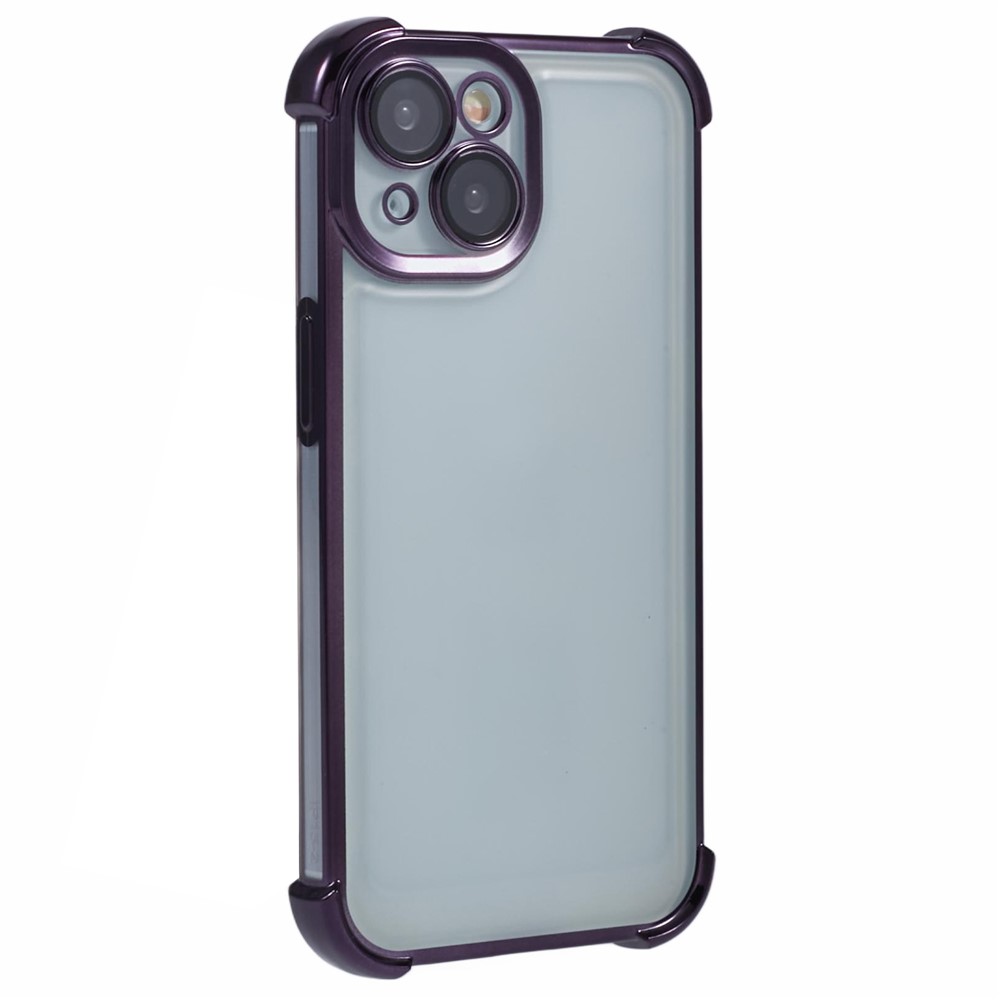 For iPhone 15 Case Reinforced Corners TPU Clear Back Cover - Purple