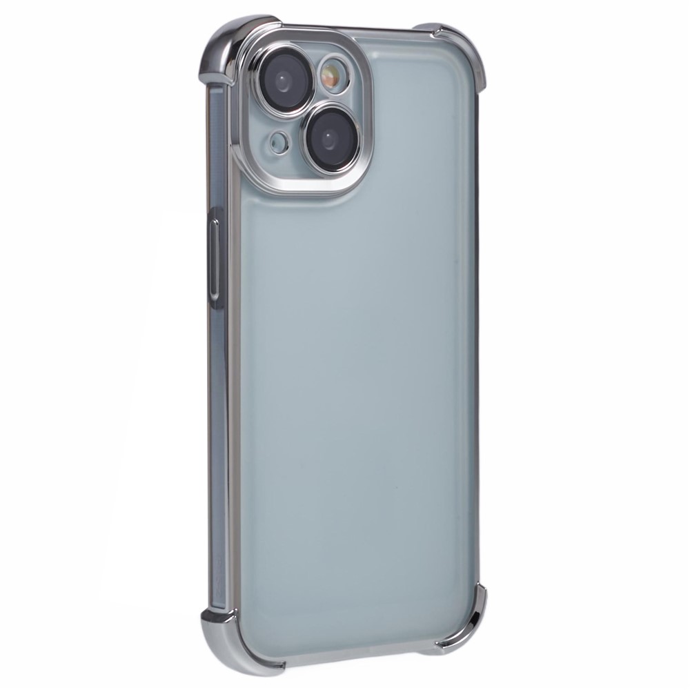 For iPhone 15 Case Reinforced Corners TPU Clear Back Cover - Silver