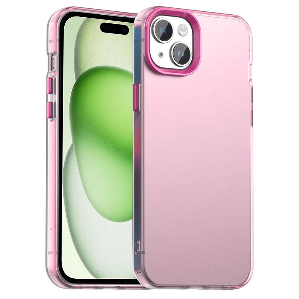 For iPhone 15 Case PC+TPU+PET Matte Anti-Drop Phone Back Cover - Red