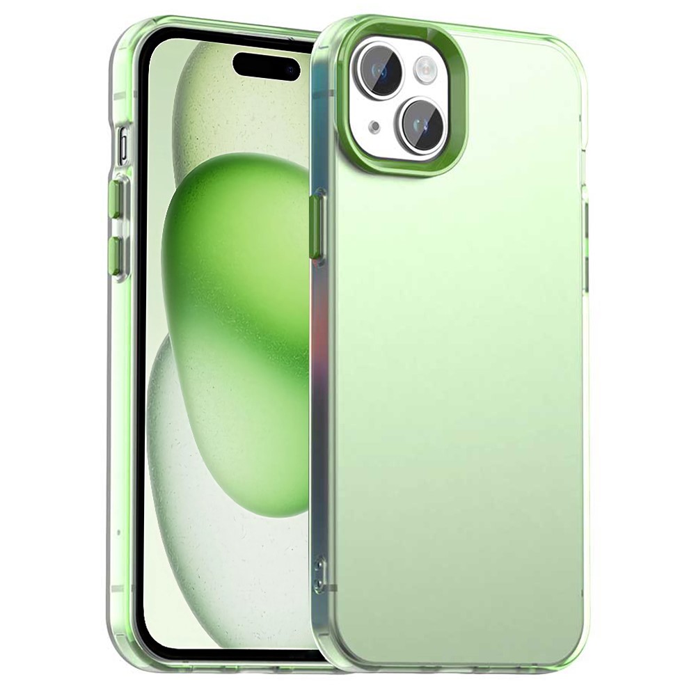 For iPhone 15 Case PC+TPU+PET Matte Anti-Drop Phone Back Cover - Green