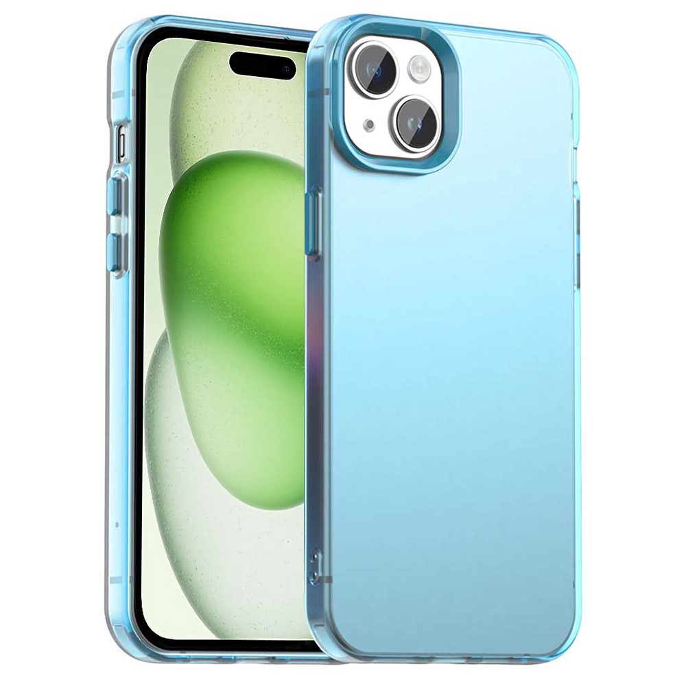 For iPhone 15 Case PC+TPU+PET Matte Anti-Drop Phone Back Cover - Blue