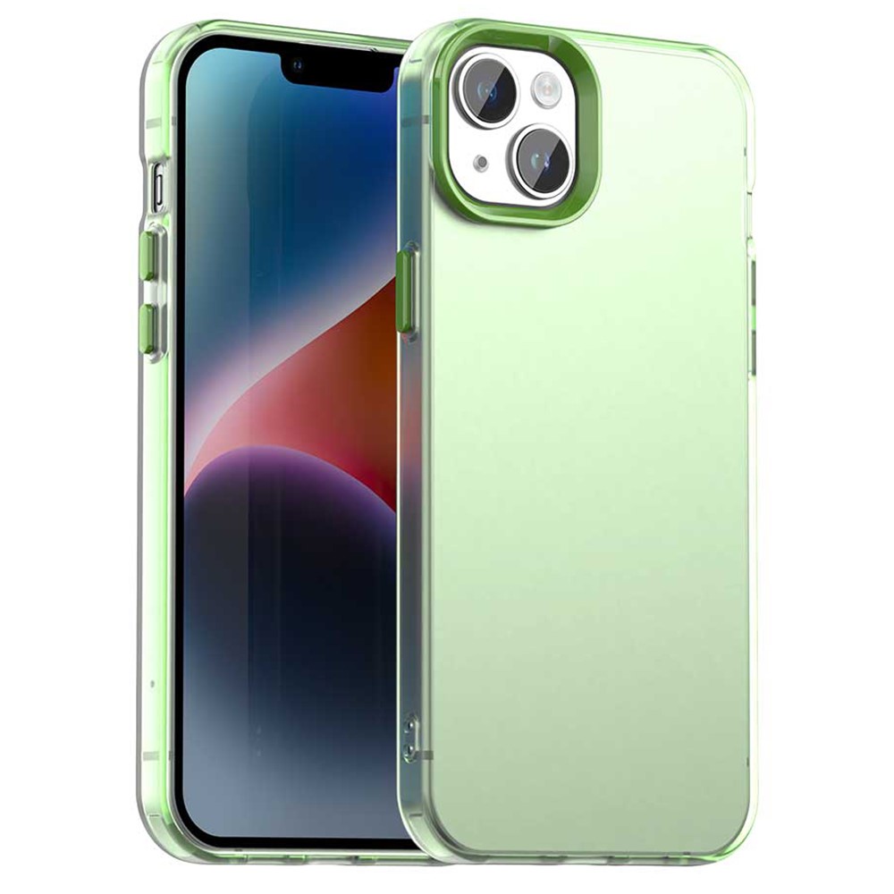 For iPhone 15 Plus / 14 Plus Case PC+TPU+PET Matte Anti-Drop Phone Back Cover - Green