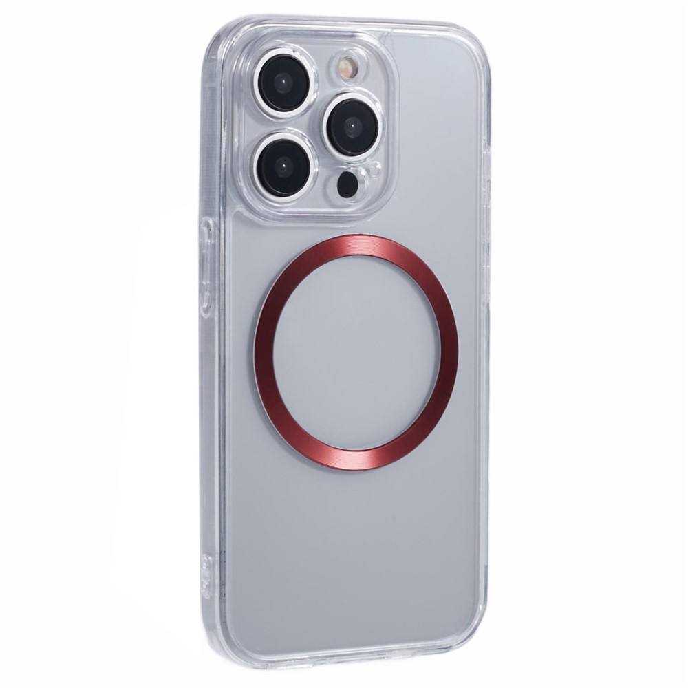 For iPhone 14 Pro Max Case Compatible with MagSafe CD Vein TPU+Acrylic Phone Cover - Red