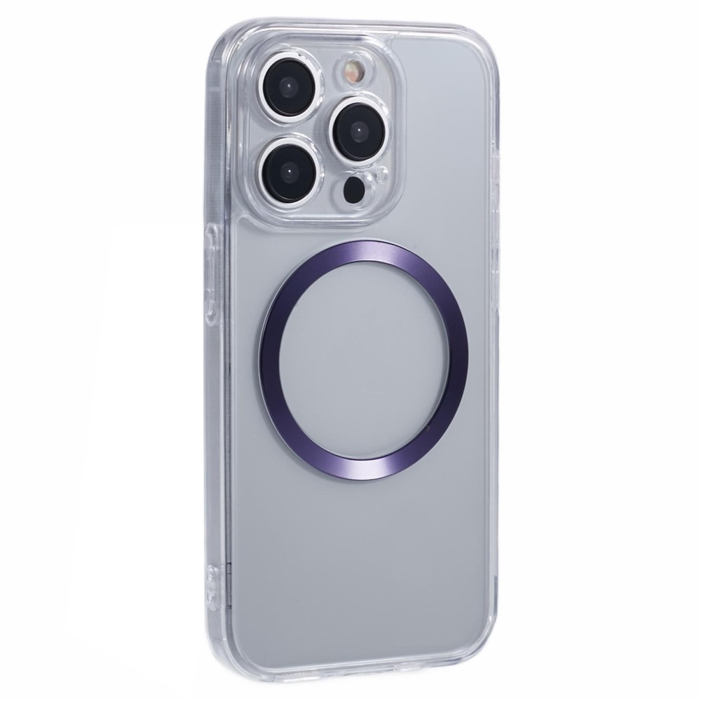 For iPhone 14 Pro Case Compatible with MagSafe CD Vein TPU+Acrylic Phone Cover - Purple