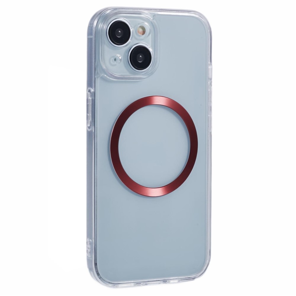 For iPhone 14 Case Compatible with MagSafe CD Vein TPU+Acrylic Phone Cover - Red