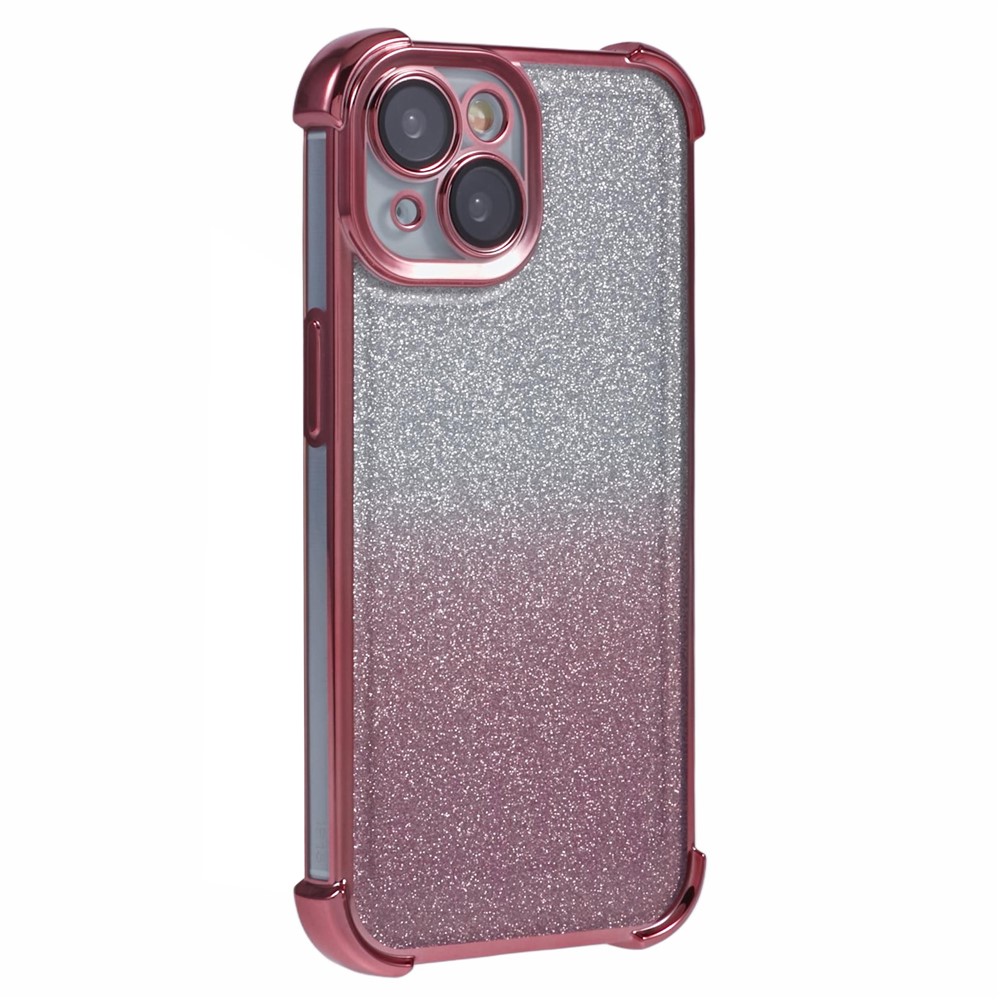 For iPhone 15 Plus Case Glitter TPU Phone Cover Reinforced Corners - Pink