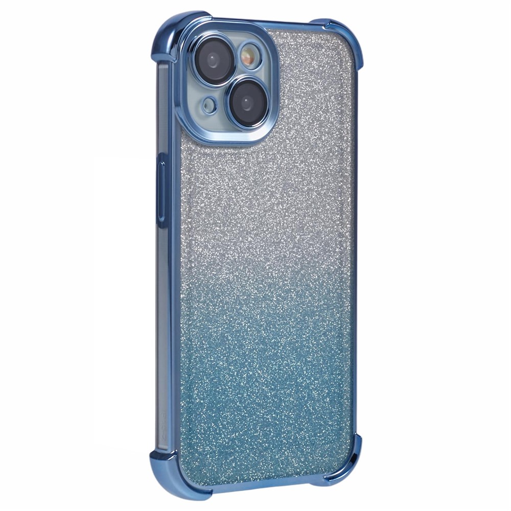 For iPhone 14 Case Glitter TPU Phone Cover Reinforced Corners - Blue