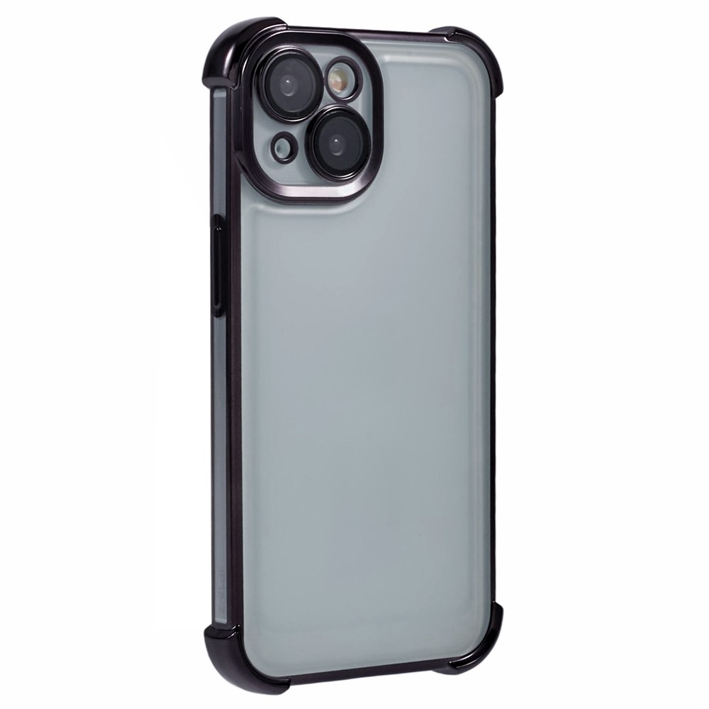 For iPhone 14 Case Reinforced Corners TPU Clear Back Cover - Black