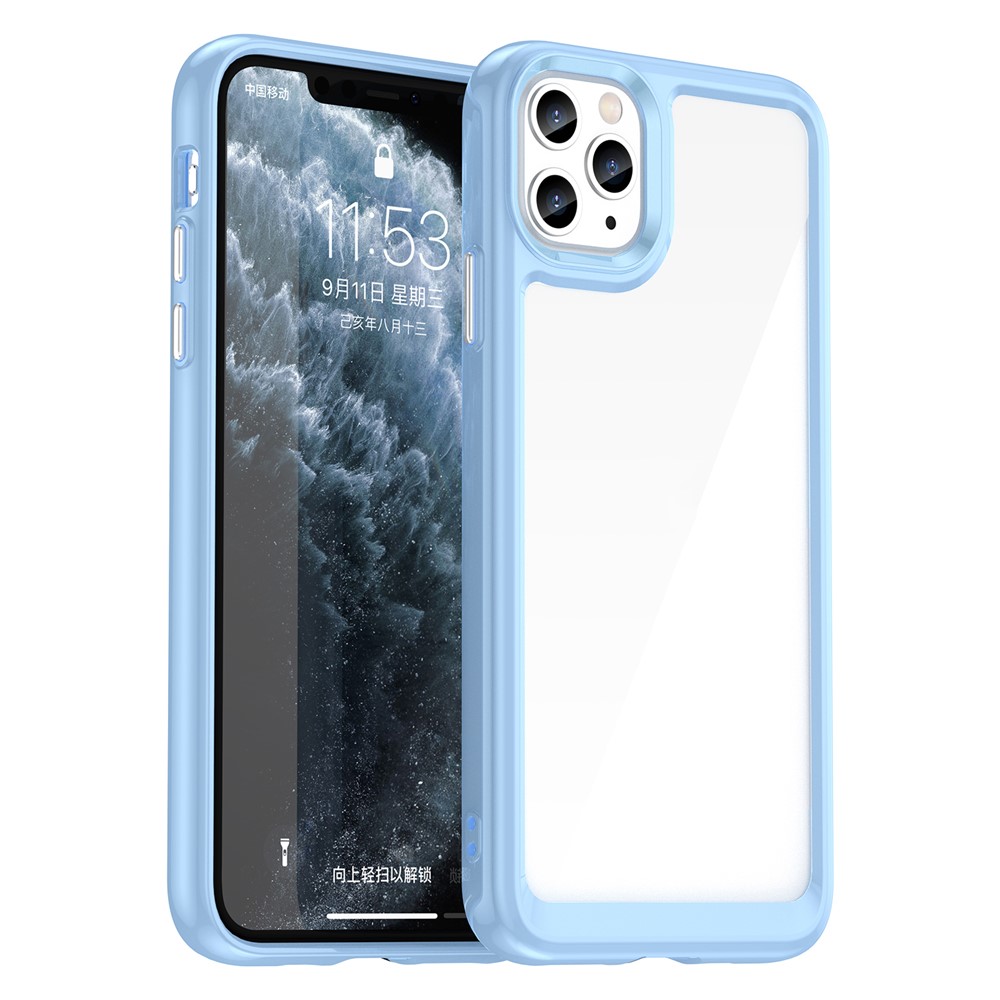 For iPhone 11 Pro Max Case TPU+Acrylic Protective Clear Phone Cover - Blue