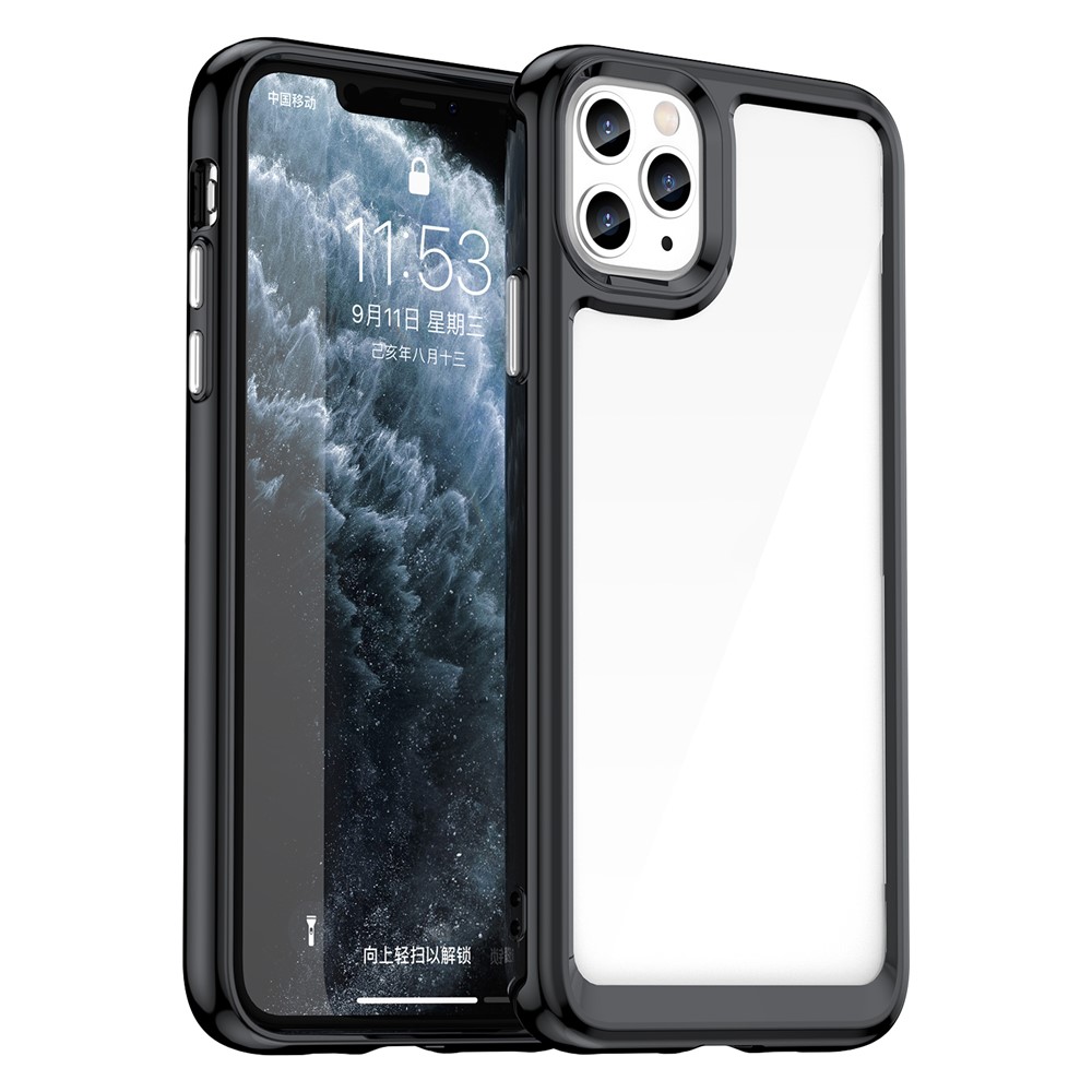 For iPhone 11 Pro Max Case TPU+Acrylic Protective Clear Phone Cover - Black