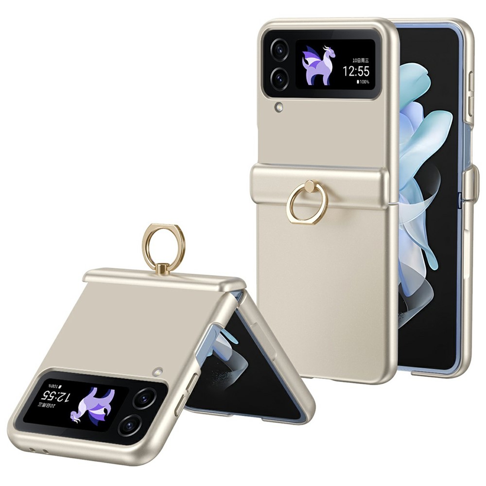 For Samsung Galaxy Z Flip3 5G Case Ring Holder Kickstand PC Phone Cover - Gold