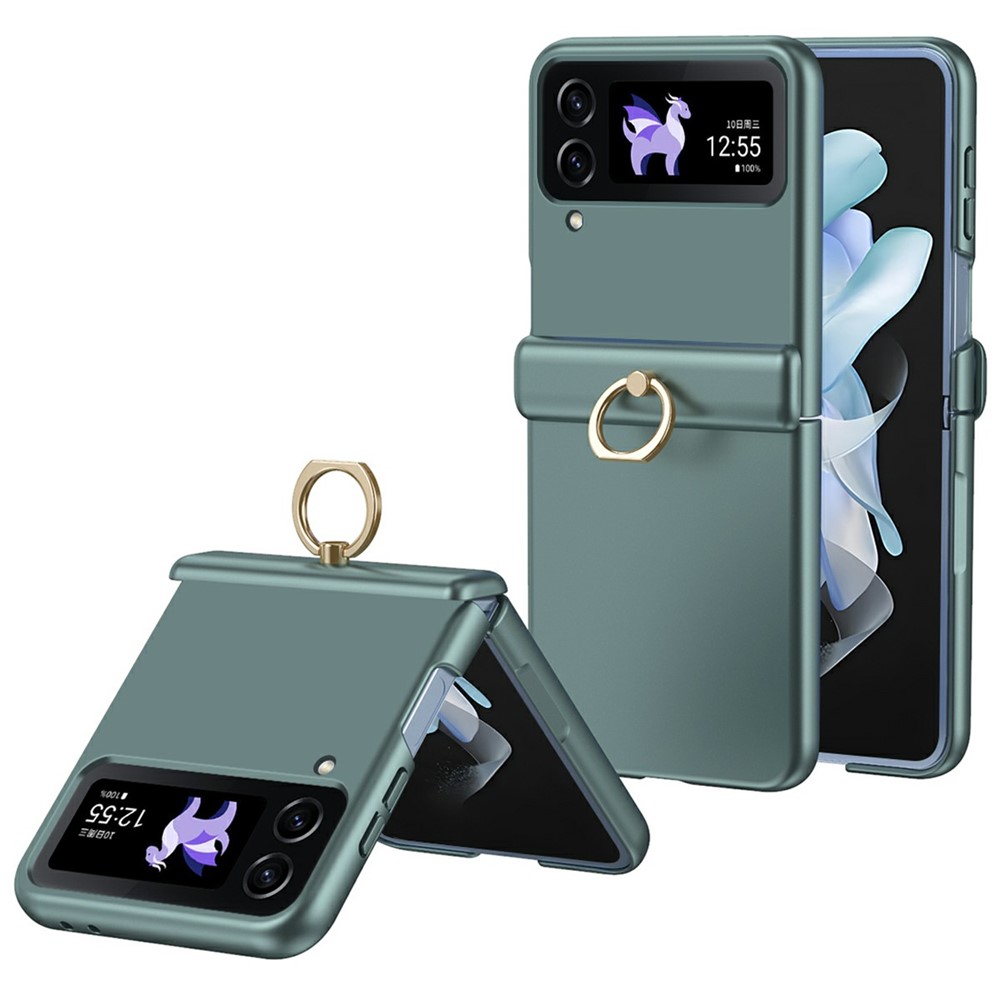 For Samsung Galaxy Z Flip4 5G Case Ring Holder Kickstand PC Phone Cover - Green