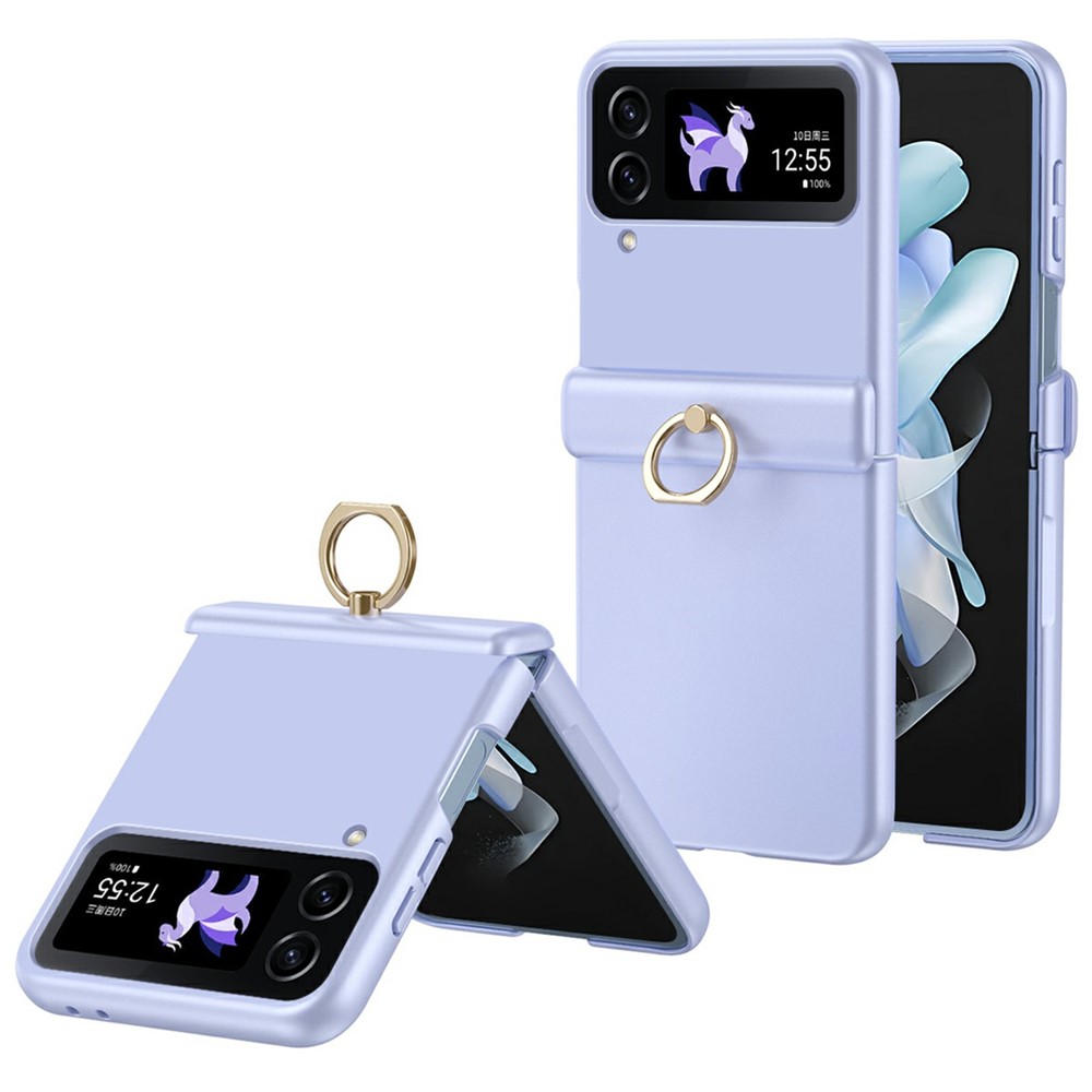 For Samsung Galaxy Z Flip4 5G Case Ring Holder Kickstand PC Phone Cover - Purple