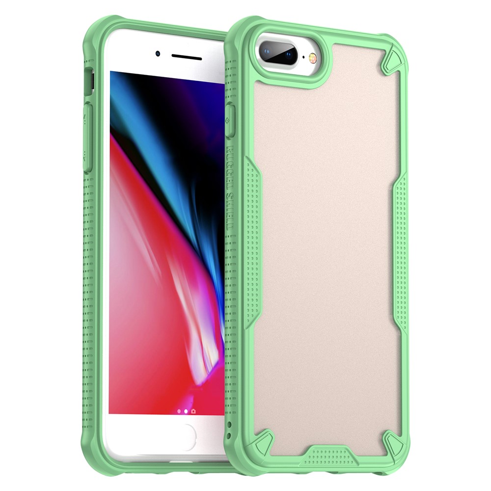 For iPhone 8 Plus / 7 Plus Case PC+TPU Semi-Transparent Frosted Finish Protective Phone Cover - Green
