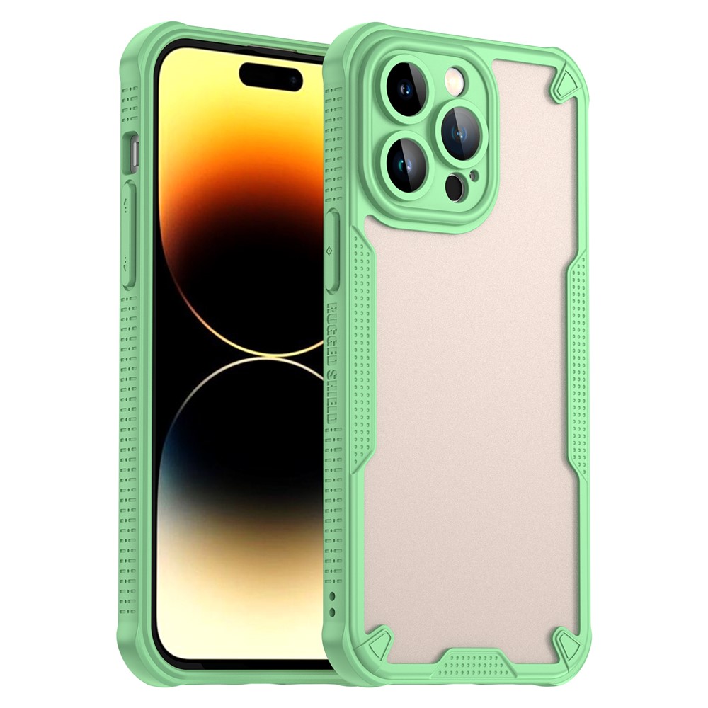 For iPhone 14 Pro Max Case PC+TPU Semi-Transparent Frosted Finish Protective Phone Cover - Green
