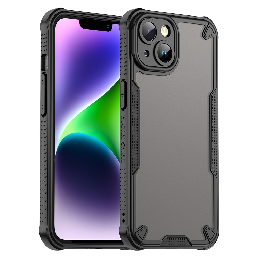 For iPhone 14 Plus Case PC+TPU Frosted Phone Back Cover - Black