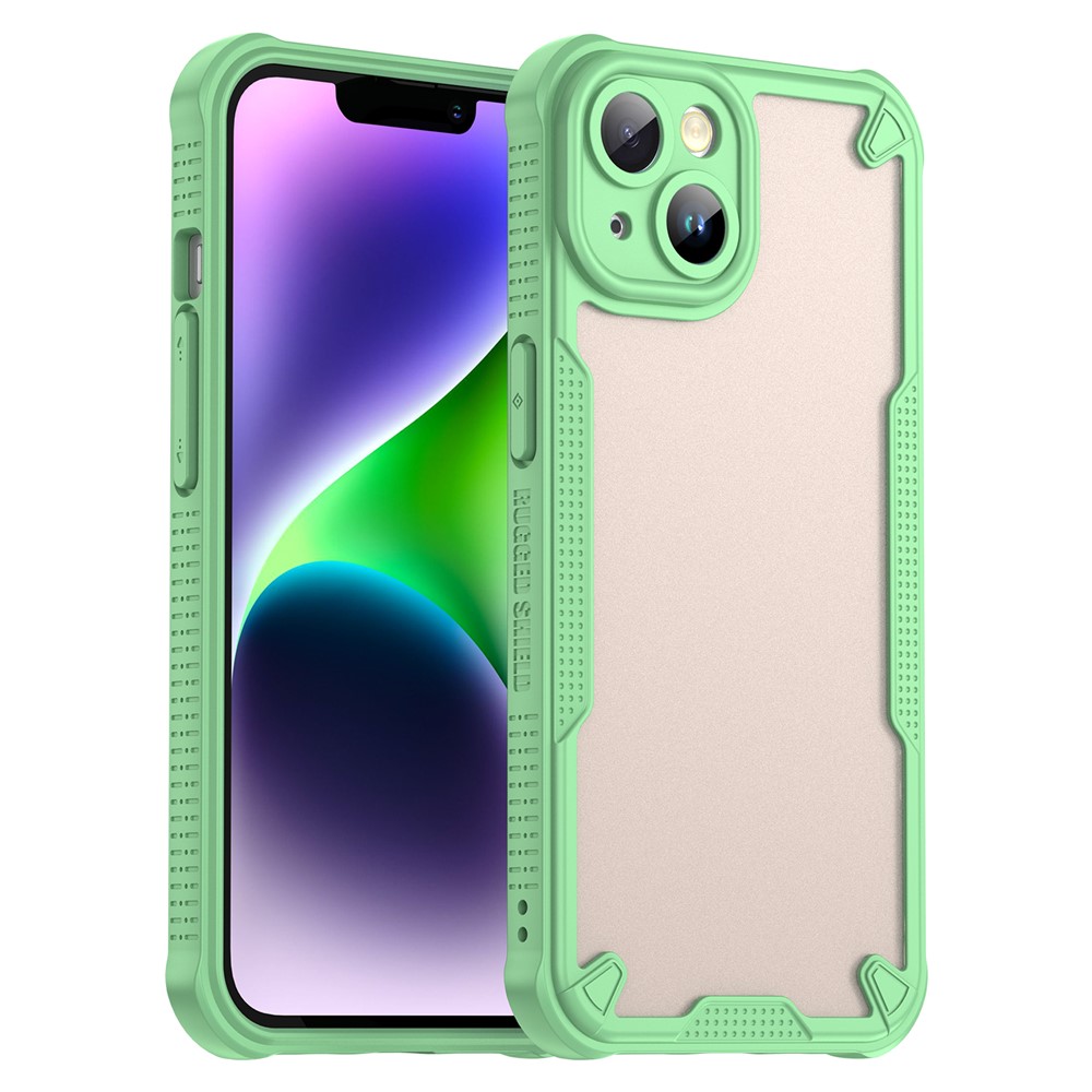 For iPhone 14 Plus Case PC+TPU Frosted Phone Back Cover - Green