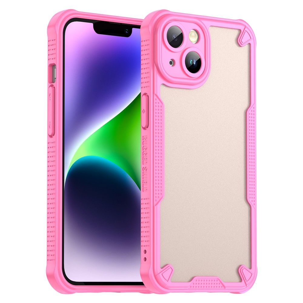For iPhone 14 Case PC+TPU Frosted Phone Back Cover - Pink