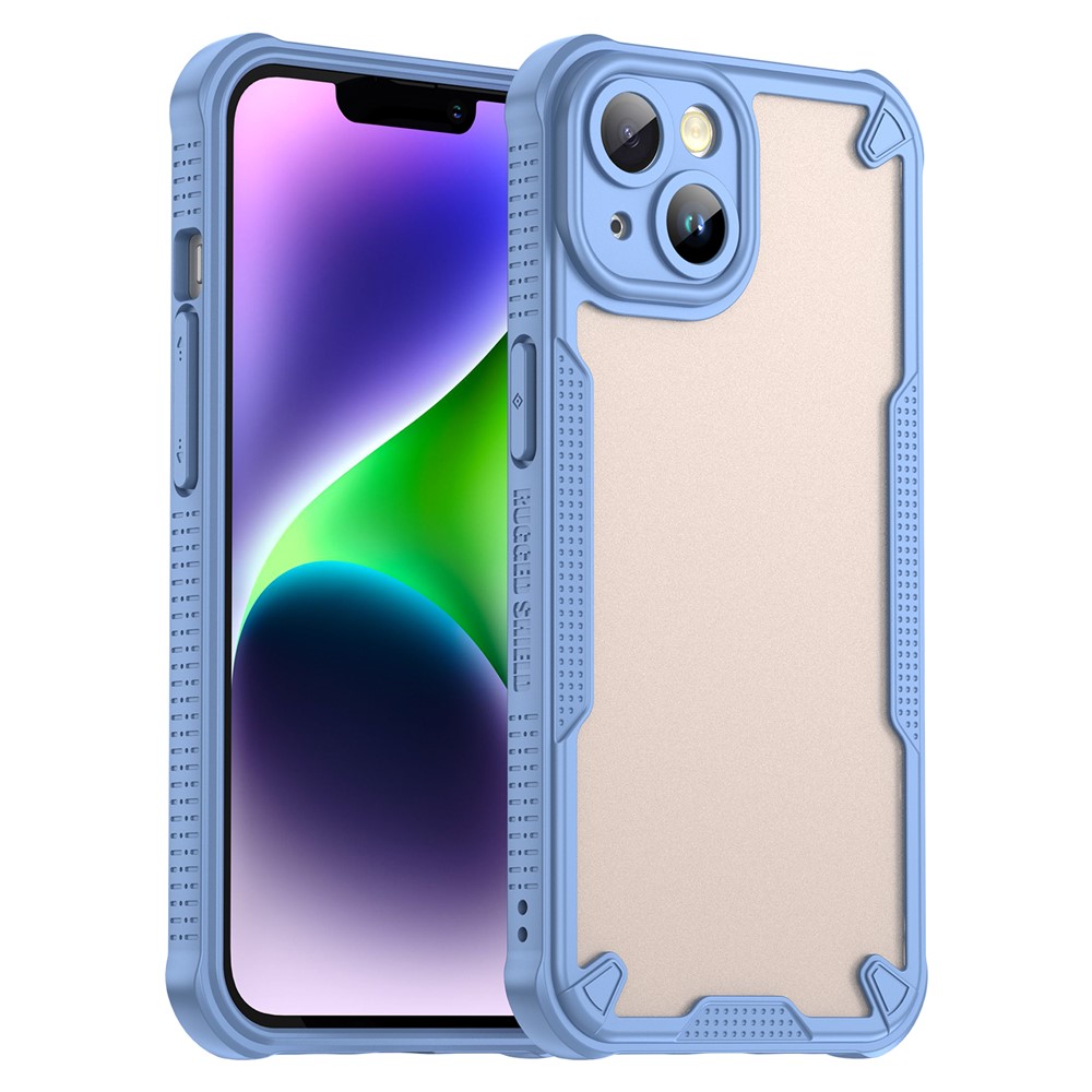 For iPhone 14 Case PC+TPU Frosted Phone Back Cover - Blue