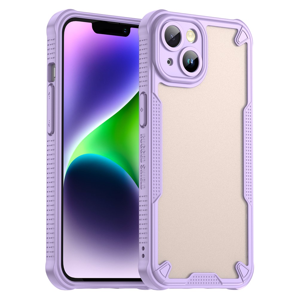 For iPhone 14 Case PC+TPU Frosted Phone Back Cover - Purple