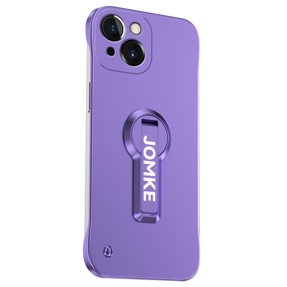 For iPhone 14 Case Hard PC Frameless Baking Paint Kickstand Phone Cover - Purple
