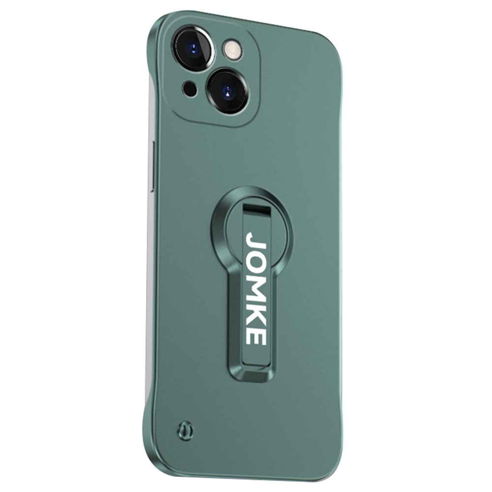 For iPhone 13 Case Hard PC Frameless Baking Paint Kickstand Phone Cover - Green